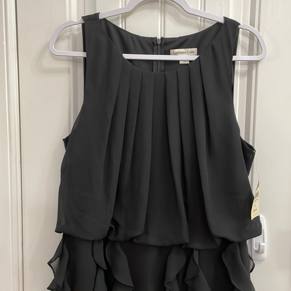 🎉🥳Coldwater Creek black cascade ruffle dress.  16 - Picture 2 of 7